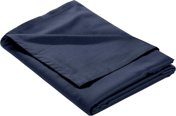 Mako Satin Bettlaken ohne Gummizug dunkelblau 160x260cm