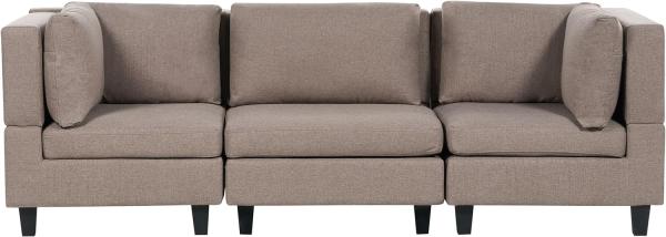 Beliani 'Unstad' Sofa, Braun, Leinenoptik, 72 x 76 x 228 cm, ohne Ottomane, Einzelsofa