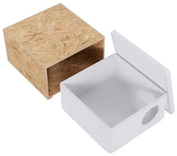 QLS Tierhaus Styropor + OSB, Wetterfestes Katzenhaus – 43x41 cm isoliertes Schutzhäuschen Bild 2