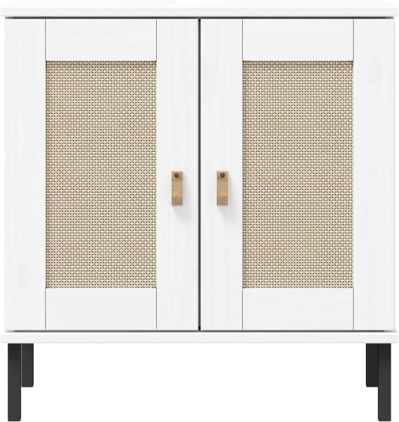 Woodroom Waschbeckenunterschrank Eleganter Massivholzschrank Valencia Badezimmerschrank aus Kiefer schwarz 62x65x40cm