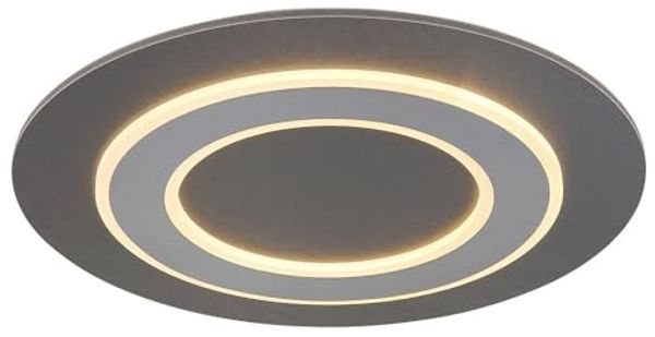 LED Deckenleuchte, Holz, Metall, anthrazit, grau, D 48 cm