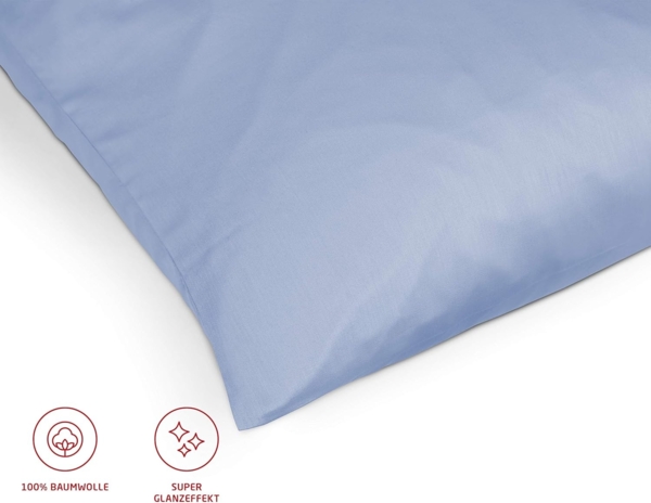 Fleuresse Mako-Satin Kissenbezüge 40x40 cm uni mit RV DP 6031 mittelblau Bild 4