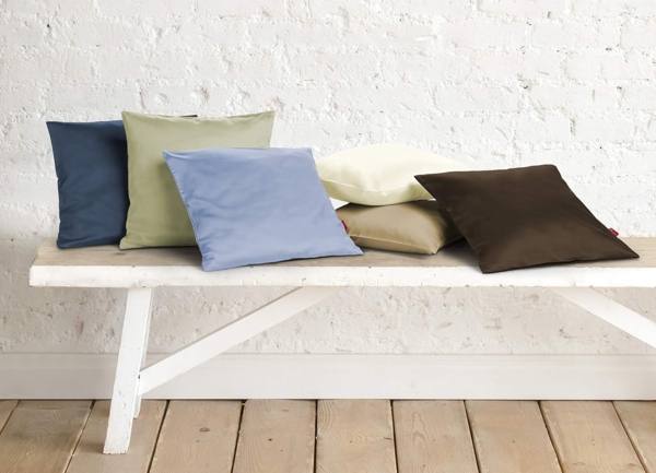 Fleuresse Mako-Satin Kissenbezüge 40x40 cm uni mit RV DP 6031 mittelblau Bild 2