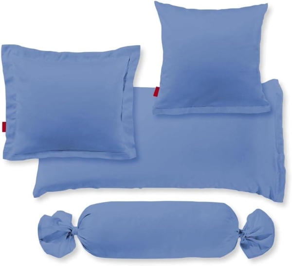 Fleuresse Mako-Satin Kissenbezüge 40x40 cm uni mit RV DP 6031 mittelblau Bild 3