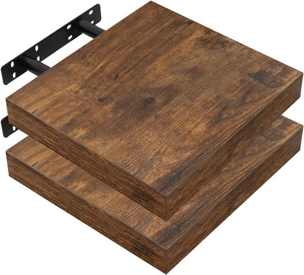 WOLTU 2X Wandregal Wandboard Bücherregal Regale für Deko Wandablagen aus MDF Holz, 2er Set Hängeregal Vintagebraun, 25 x 22,9 x 3,8 cm RG9365hov-2