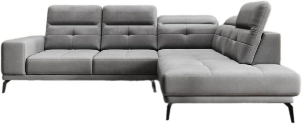 Designer Sofa Isabella mit verstellbarer Kopf- und Rückenlehne Samt Grau Rechts