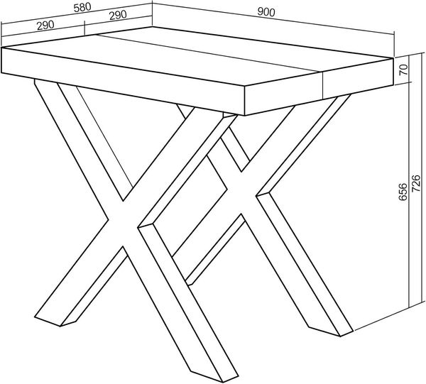 Skraut Home Ausziehbarer Konsolentisch, Eiche und weiß, 90X58X73 Bild 5