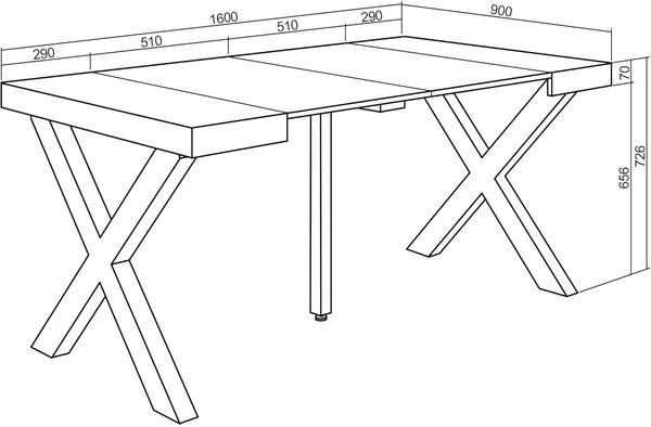 Skraut Home Ausziehbarer Konsolentisch, Eiche und weiß, 90X58X73 Bild 3