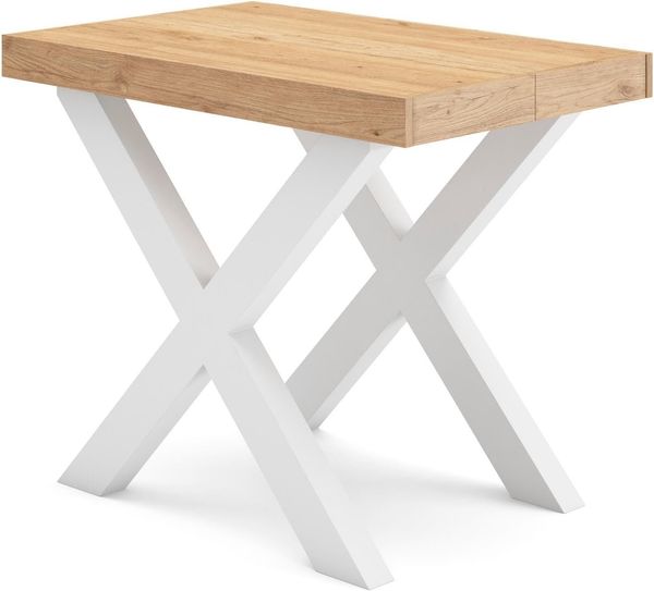 Skraut Home Ausziehbarer Konsolentisch, Eiche und weiß, 90X58X73 Bild 6
