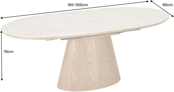 riess-ambiente Esstisch UNIQUE 160-200cm natur / braun - Keramik, Echtholzfurnier, ausziehbar (Einzelartikel, 1-St), Ovaler Tisch · Eiche · Naturstein · Keramik · Modern · 8 Personen Bild 3
