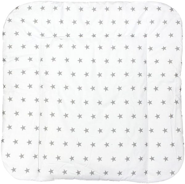 TupTam Baby Wickeltischauflage mit Baumwollbezug Gemustert, Farbe: Sterne Weiß, Größe: 70x70 cm