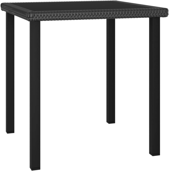 vidaXL Garten-Esstisch Schwarz 70x70x73 cm Poly Rattan 315114