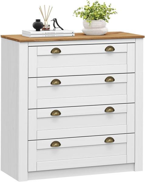 IDIMEX Kommode BOLTON, Kommode mit 4 Schubladen aus Kiefer weiß/braun Sideboard aus Massivhol