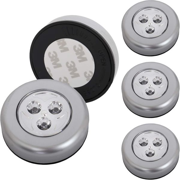 BRILONER - 5er Set Schrankbeleuchtung mit Touch, selbstklebend, kaltweiße Lichtfarbe, Unterbauleuchte Küche, LED Lampe Kleiderschrank, Schranklicht, Küchenlampe, 6,8x2,3 cm, Titanfarbig