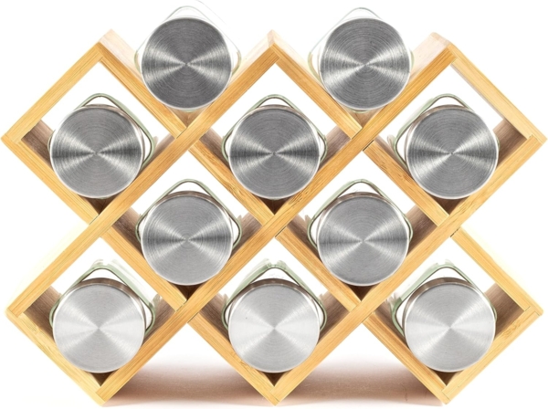 Hanseküche Gewürzregal Gewürzregal aus Holz – FSC®-zertifiziert, Komplettset inkl. Gläser und Streuaufsatz 1-tlg, Komplettset aus nachhaltigem und zertifiziertem Bambusholz