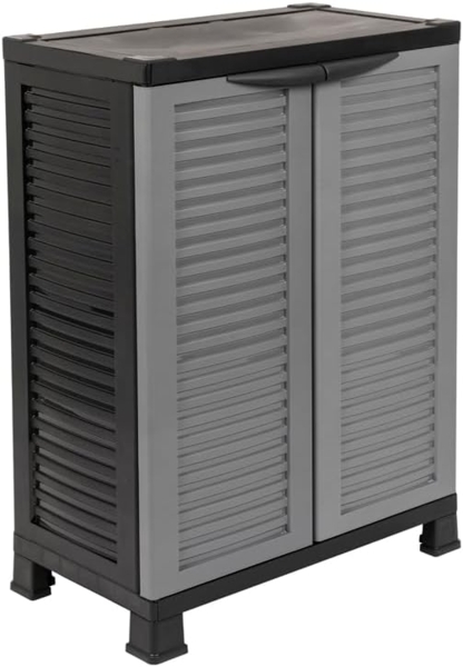 Kreher Mehrzweckschrank 'STAR' aus Kunststoff mit einem Einlegeboden in Schwarz/Grau