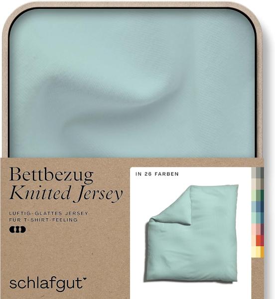 Schlafgut Knitted Jersey Bettwäsche | Bettbezug einzeln 240x220 cm | petrol-light