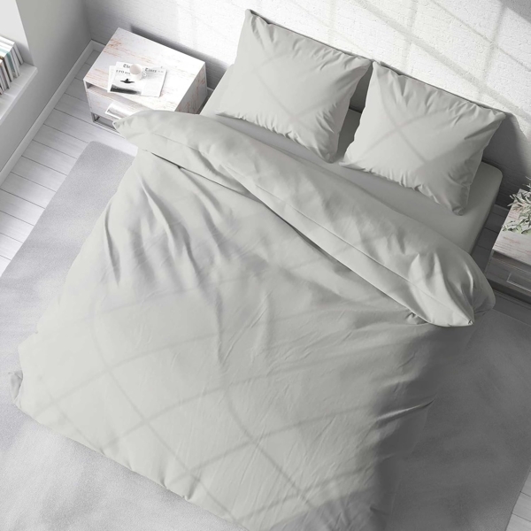 Cotton Castle Bettwäsche Bettgarnitur Bettbezug 100% Baumwolle 135x200 155x220 200x200 200x220, Farbe:Hellgrau, Größe:200x200 cm Bild 2