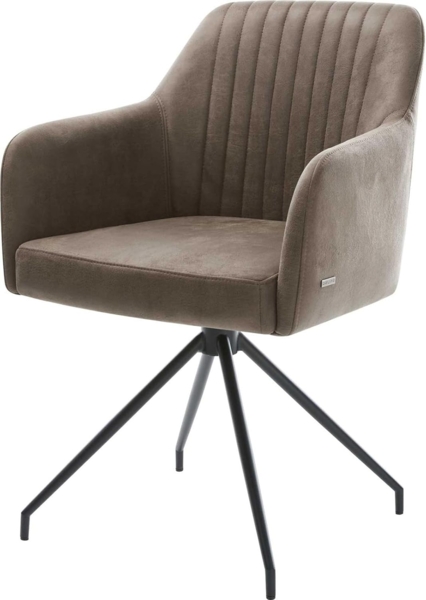 Esszimmerstuhl Greg-Flex Mikrofaser Taupe Vintage Kreuzgestell konisch Schwarz Taschenfederkern