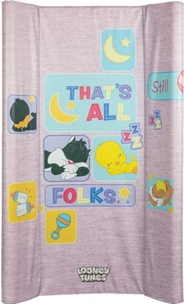 TataWay - Wickelauflage | PVC-beschichtet & wasserdicht | Inkl. Tasche gegen Verrutschen | Looney Tunes Tweety & Silvester, 81 x 50 x 9,5 cm, Polyurethan, Polyvinylchlorid