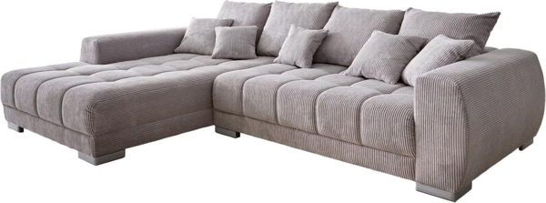 Ecksofa Josea 300x220 cm Cord Silbergrau Ottomane links