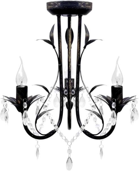 Decknlampe Art Novau mit Kristallperlen 3 x E14 241385