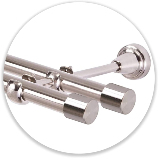 MDEKOR Gardinenstange Vorhangstange 19mm, 2-läufig, 2-läufig Wandmontage, 120 cm Edelstahl Bild 4