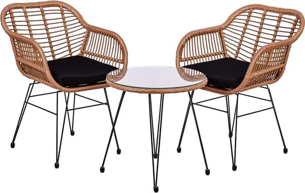 STILISTA® Bistro Set 3tlg. Polyrattan Bambus Optik