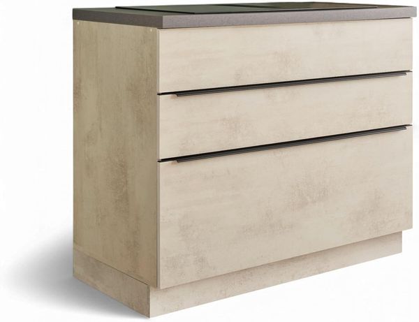 BASIC by Balculina Kochfeldumbauschrank Sanibel Küchenschrank mit Schubladen, BxHxT 110 x 94 x 60 (1-St) Breite 110cm, Melaminbeschichtung, 2 geräumige Schubladen