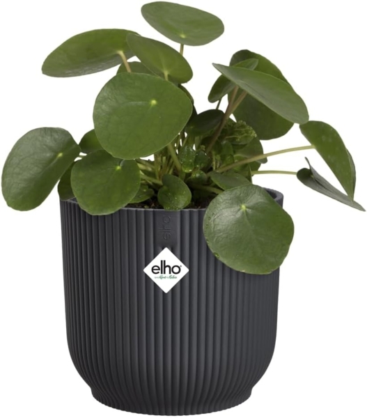 elho Vibes Fold Rund 18 Pflanzentopf - Blumentopf für Innen - 100% recyceltem Plastik - Ø 18.4 x H 16.8 cm - Schwarz/Anthrazit Bild 3