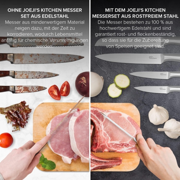 JOEJI’S KITCHEN Universalküchenmesser 5-in-1 Messerset aus Edelstahl - Scharfe Küchenmesser Set Bild 4