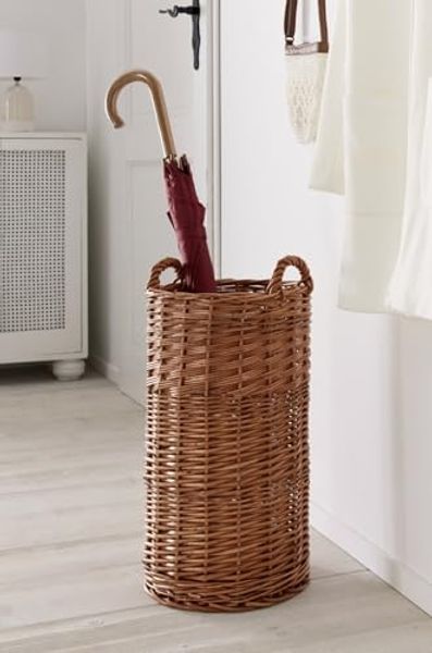 Schirmständer aus Weide, natur lackiert, rund, Regenschirmständer, Schirmhalter