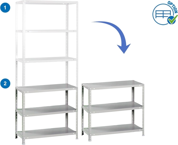 Simonrack Schwerlastregal, Lagerregal, 200 x 80 x 30 Metallregal, Kellerregal, Biegestelle 100 kg, 6 Fachböden, Grau - Comfort Bild 7