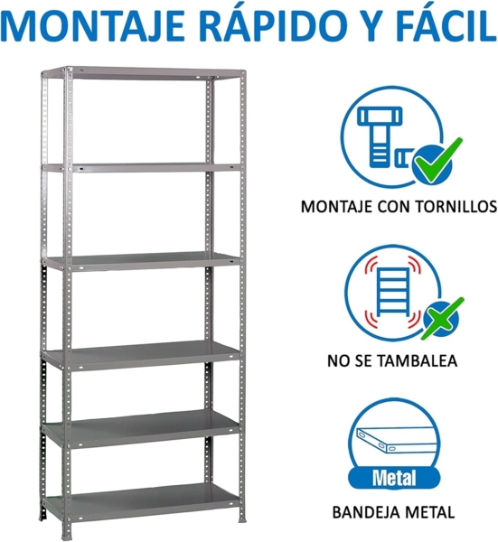 Simonrack Schwerlastregal, Lagerregal, 200 x 80 x 30 Metallregal, Kellerregal, Biegestelle 100 kg, 6 Fachböden, Grau - Comfort Bild 5