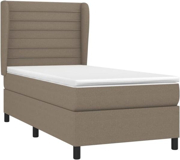 vidaXL Boxspringbett mit Matratze Taupe 100x200 cm Stoff 3128025