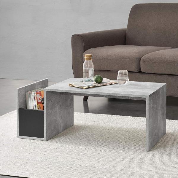 Couchtisch Bollnäs 90x45x35 cm mit Ablagefach Betonoptik en. casa