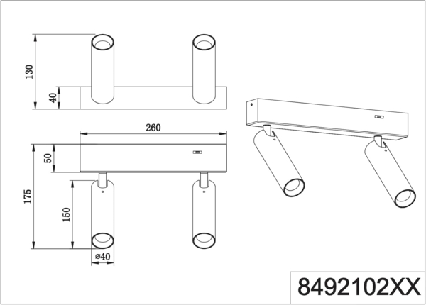 Moderner LED Deckenstrahler AMBALA dimmbar 2-flammig Schwarz, Breite 26cm Bild 11