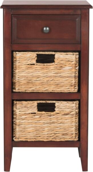 SAFAVIEH Contemporary Wooden Side Table with Storage, in Cherry, 30 X 38 X 70