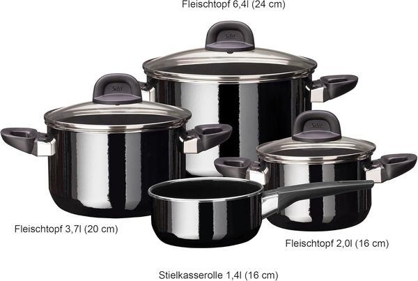 Silit Modesto Line Topfset Induktion 4-teilig, Kochtopf Set mit Glasdeckel, Silargan Funktionskeramik, Induktions Töpfe Set nickelfrei, schwarz Bild 13