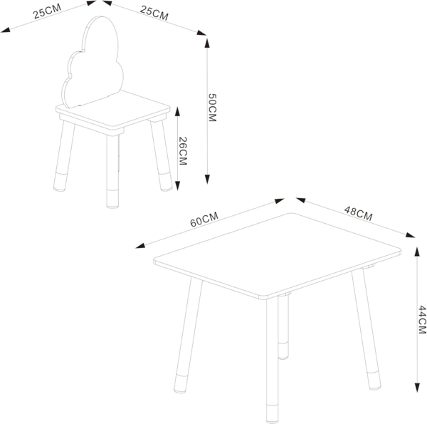Kindersitzgruppe Hovle mit Wolken-Design Weiß [en. casa] Bild 4