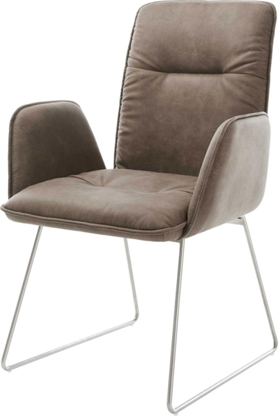 Esszimmerstuhl Vinja-Flex Mikrofaser Taupe Vintage Kufengestell Edelstahl