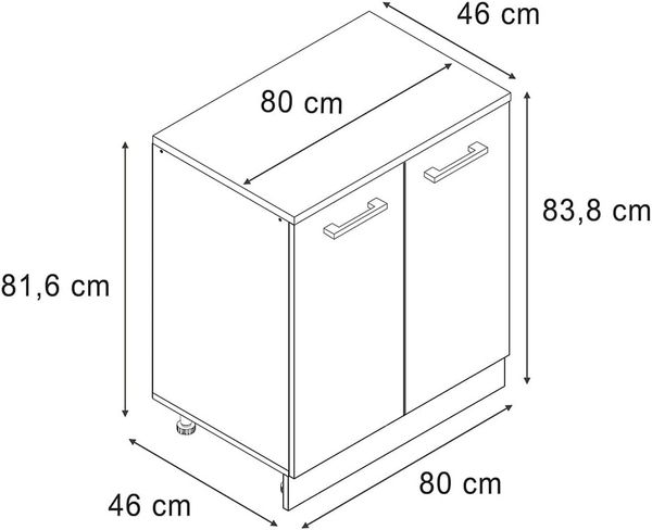 Erweiterungsschrank Rion Beton/Anthrazit 80 x 46 cm ohne Schräge mit 2 Türen Vicco Bild 3