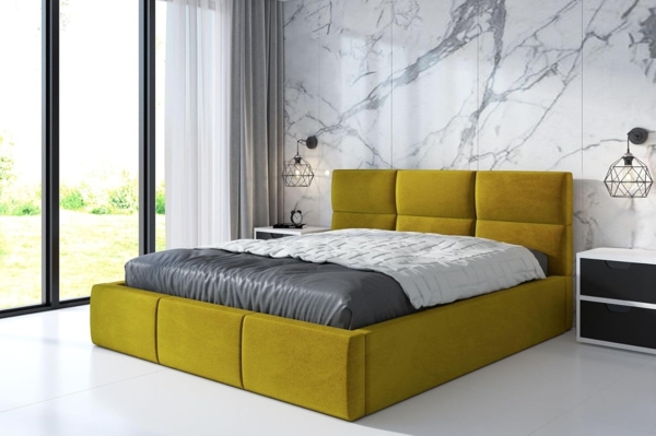 Polsterbett EMILI-OM 160x200 mit Bettkasten und Lattenrost. Farbe: Bernesteigraun 34