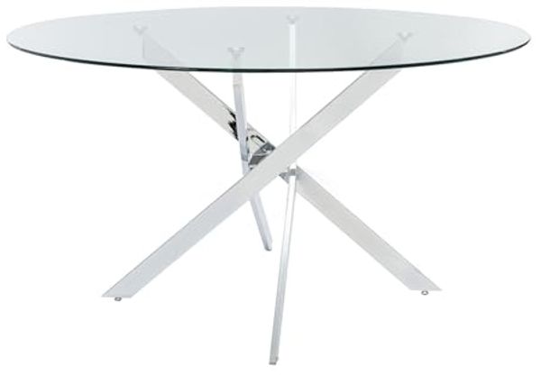 Vente-unique - COSIMA Esstisch Glas TransparentSilberfarben - B 140 cm x H 77 cm x L 140 cm