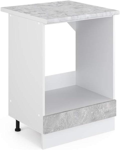 Vicco Küchenschrank R-Line Hängeschrank Unterschrank Küchenzeile Küchenunterschrank Arbeitsplatte, Möbel verfügbar in anthrazit und weiß (Beton mit Arbeitsplatte, Herdumbauschrank 60 cm)