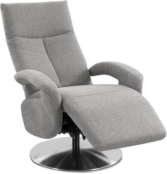 CAVADORE TV-Sessel Tirol / Fernsehsessel mit manuell verstellbarer Relaxfunktion / 74 x 112 x 82 / Strukturstoff: Hellgrau