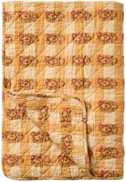 Ib Laursen Decke Quilt Tagesdecke Überwurf 180x130cm Orange Rot Muster 07920-00