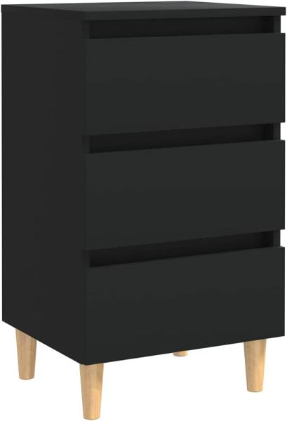 vidaXL Nachttisch mit Massivholz-Beinen Schwarz 40x35x69 cm 805889