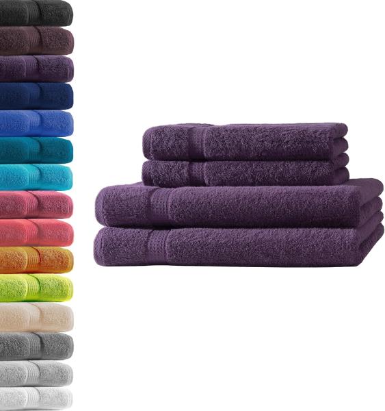 Hometex Premium Textiles Handtuch in Premium Qualität 500 g/m², Feinster Frottier-Stoff 100% Baumwolle, 2x Duschtuch + 2 Handtuch, Kuschelig weich, saugfähig, Extra schwere, flauschige Hotel-Qualität