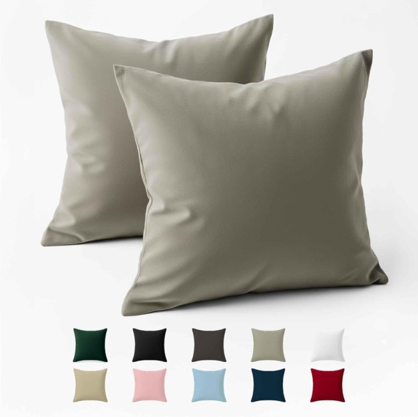 Kissenbezug 80x80 Baumwolle Renforcé (2er-Set) - Hellgrau - Dicht gewebt mit 57 Fäden/cm² - Kissenbezug 80x80 cm - Oeko Tex Zertifiziert - Dreamzie